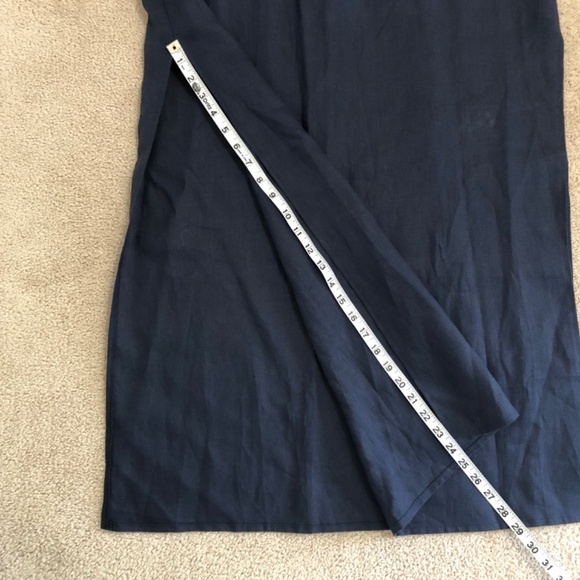 Sail to Sable Maxi Dress High Neck Slit Embroidered Navy - Picture 14 of 14